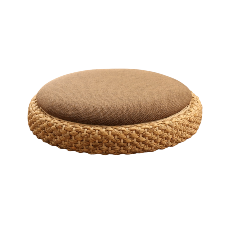 Pouf en Rotin & Tissu