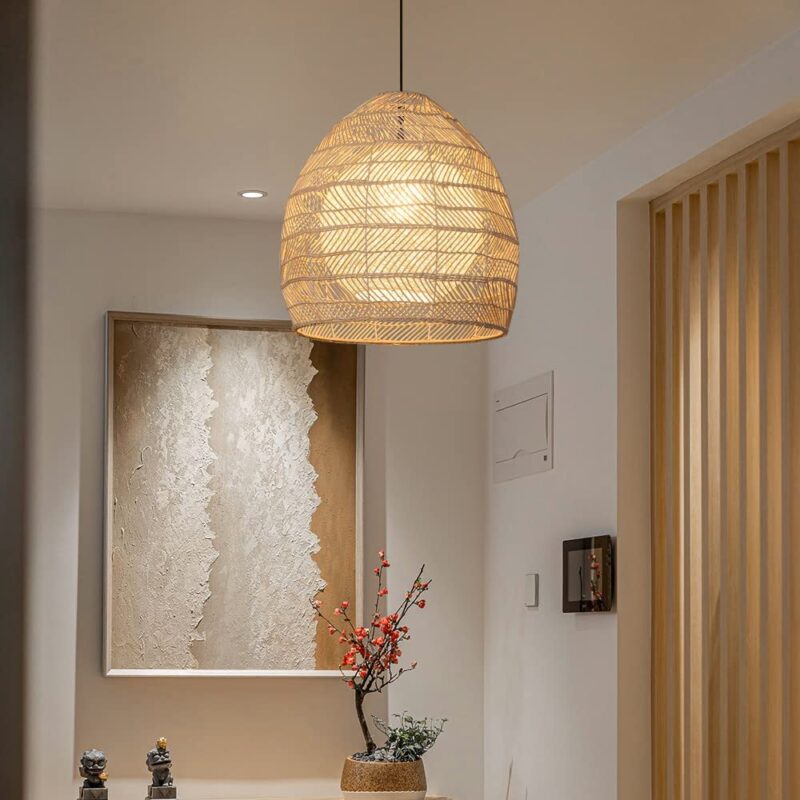 Suspension Rotin Cloche